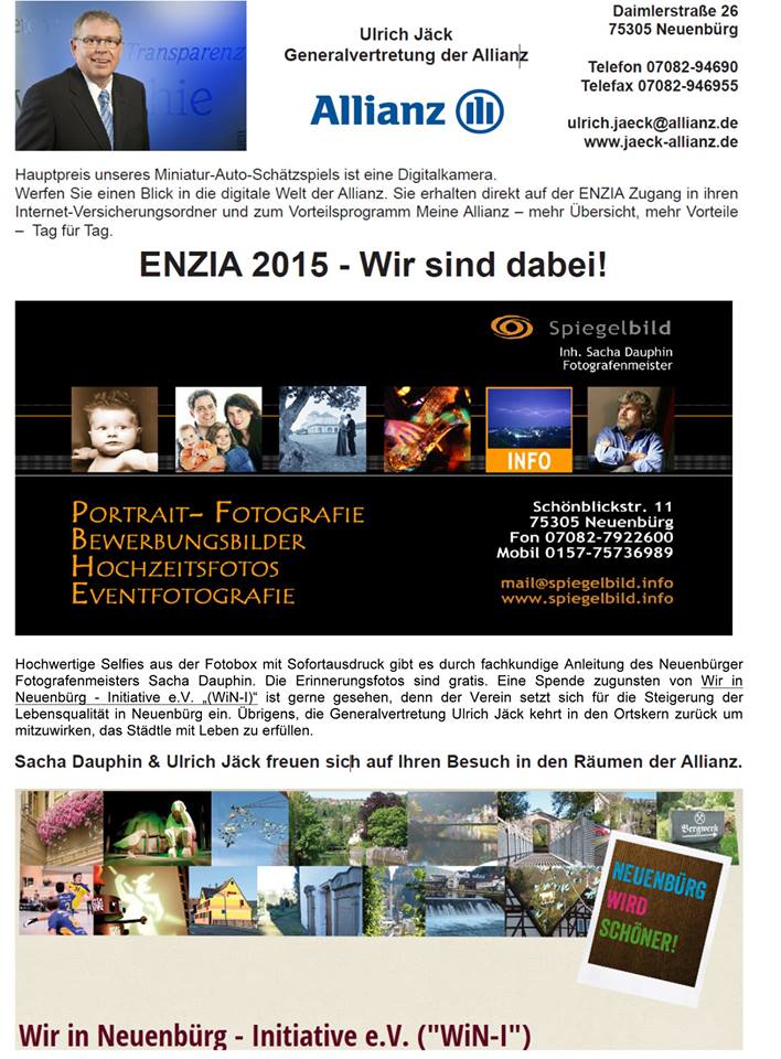 Wir in Neuenbürg - Initiative WiN-I bei Allianz Jäck auf der ENZIA 2015